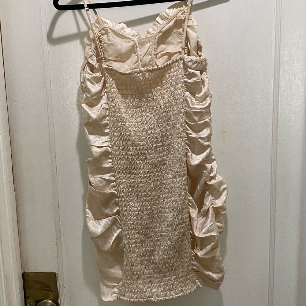 Lulu's Cream Ruched Mini Dress - Picture 3 of 5